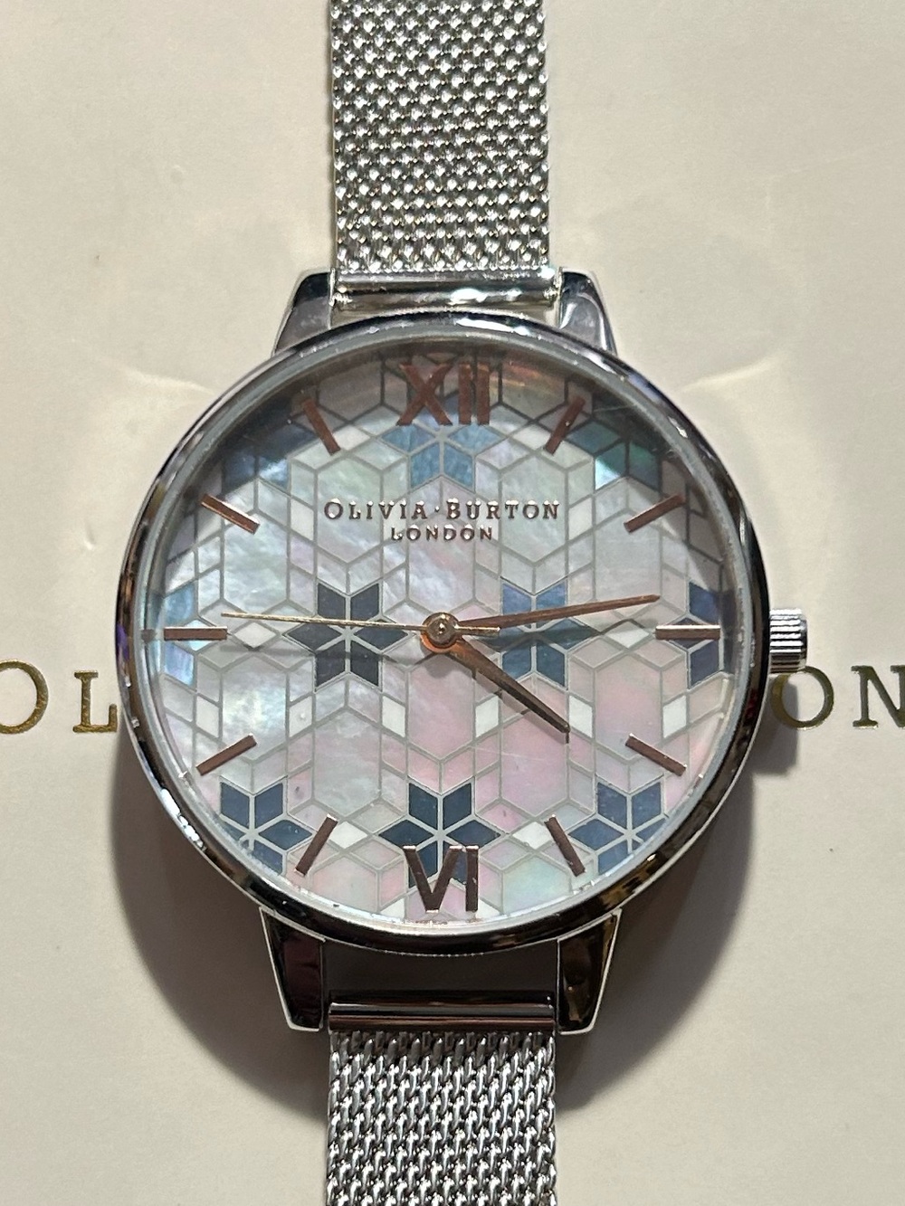 Olivia Burton Ice Queen Watch With 34mm Perl Face & Silver MeshBracelet